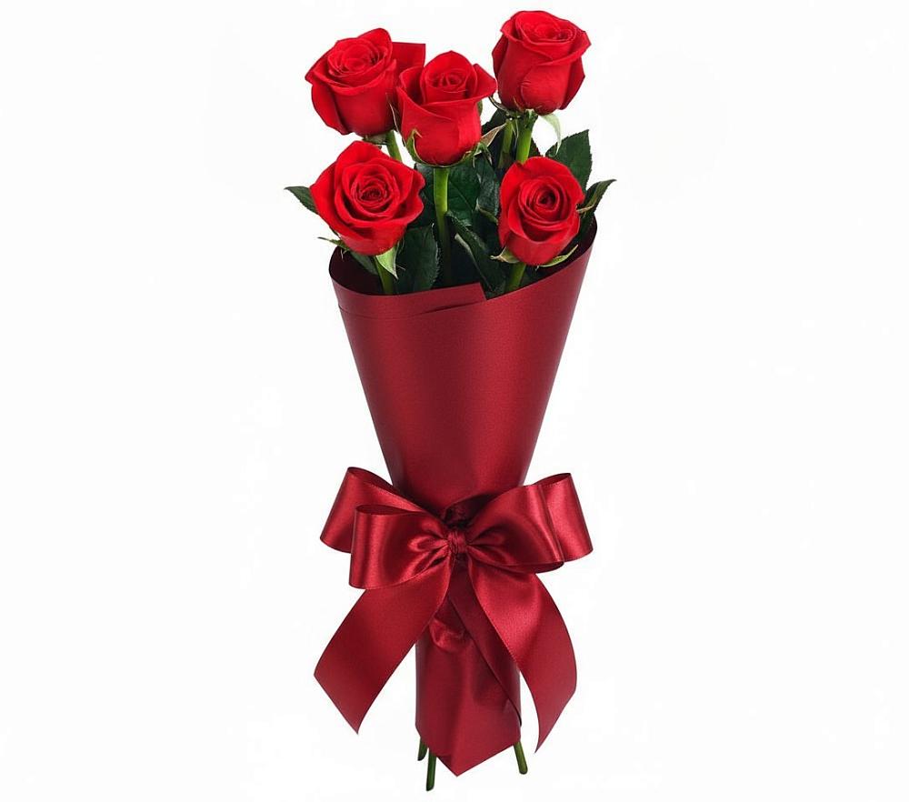 Букет 5 Красных роз Эдлесс Лав в Мальчевской
