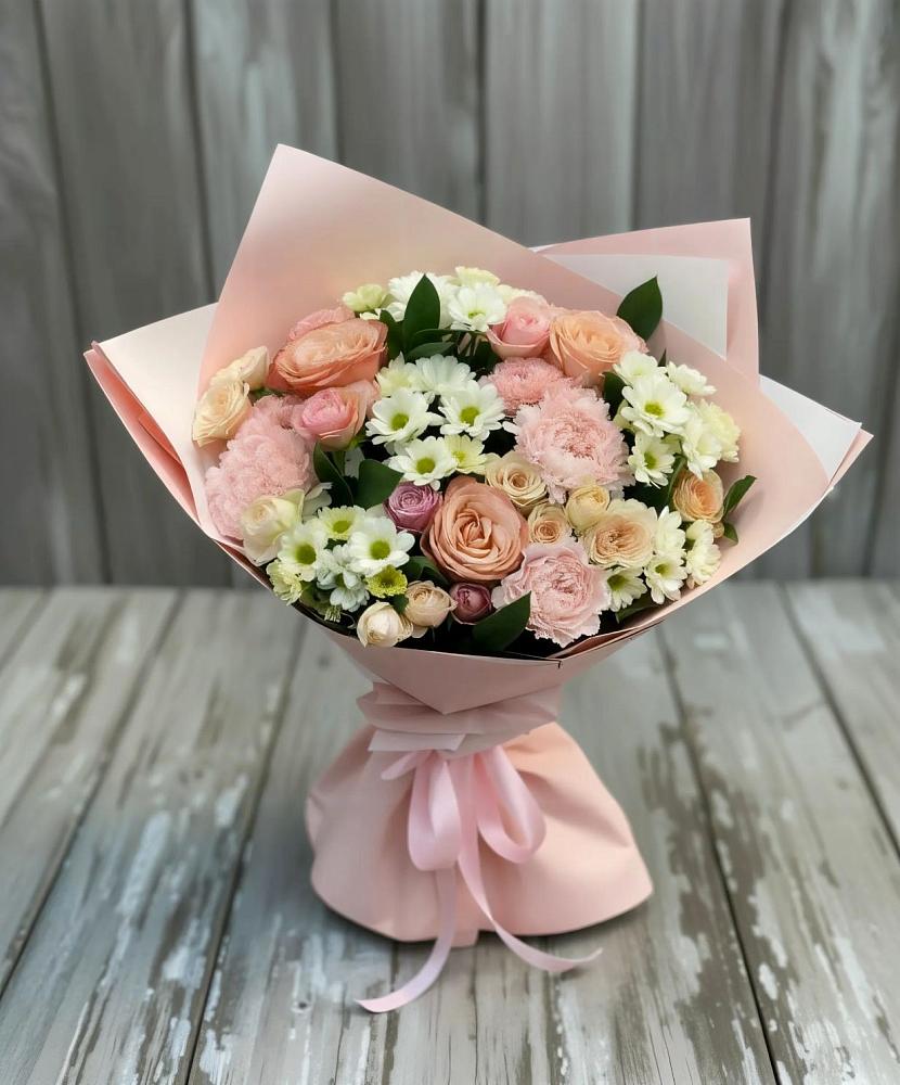 Букет цветов из: Гвоздики, Розы и Хризантемы в Мальчевской