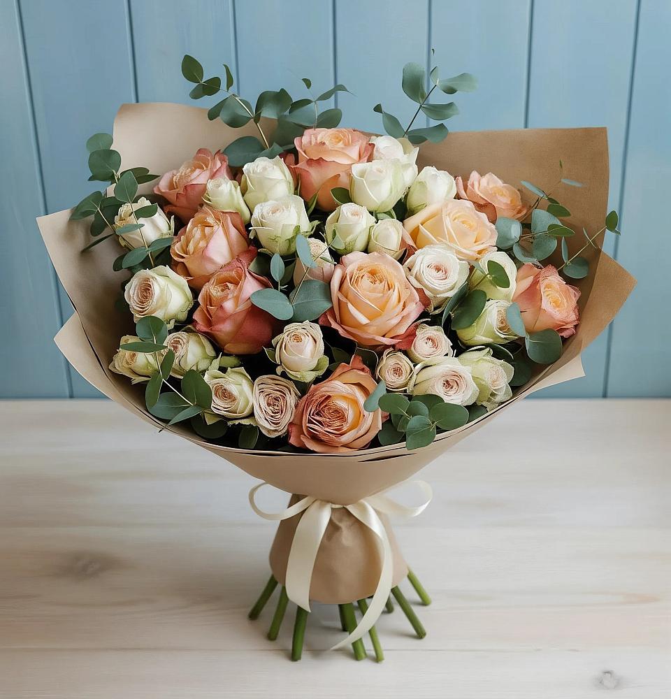 Букет цветов из: Альстромерии и Розы в Мальчевской