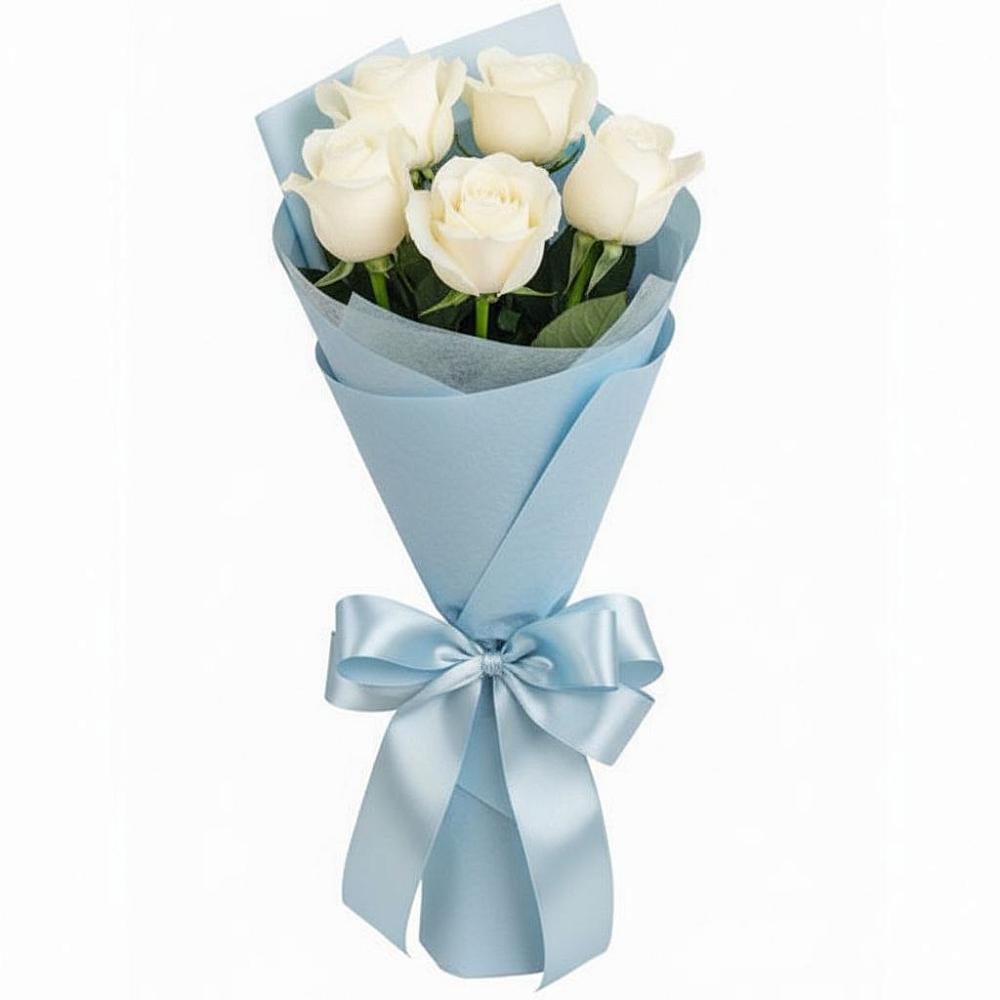 Букет 5 Белых роз Проуд в Мальчевской