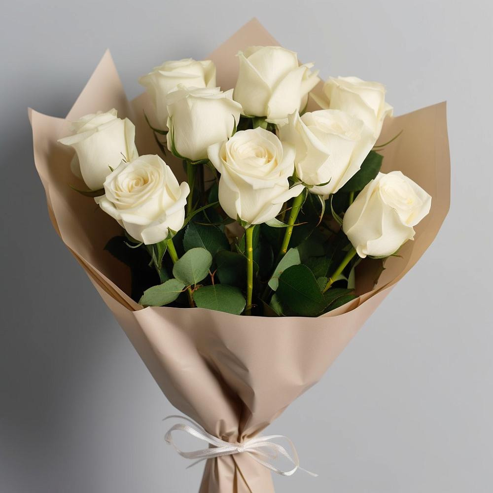 Букет 9 Белых роз Эдлесс Лав в Мальчевской