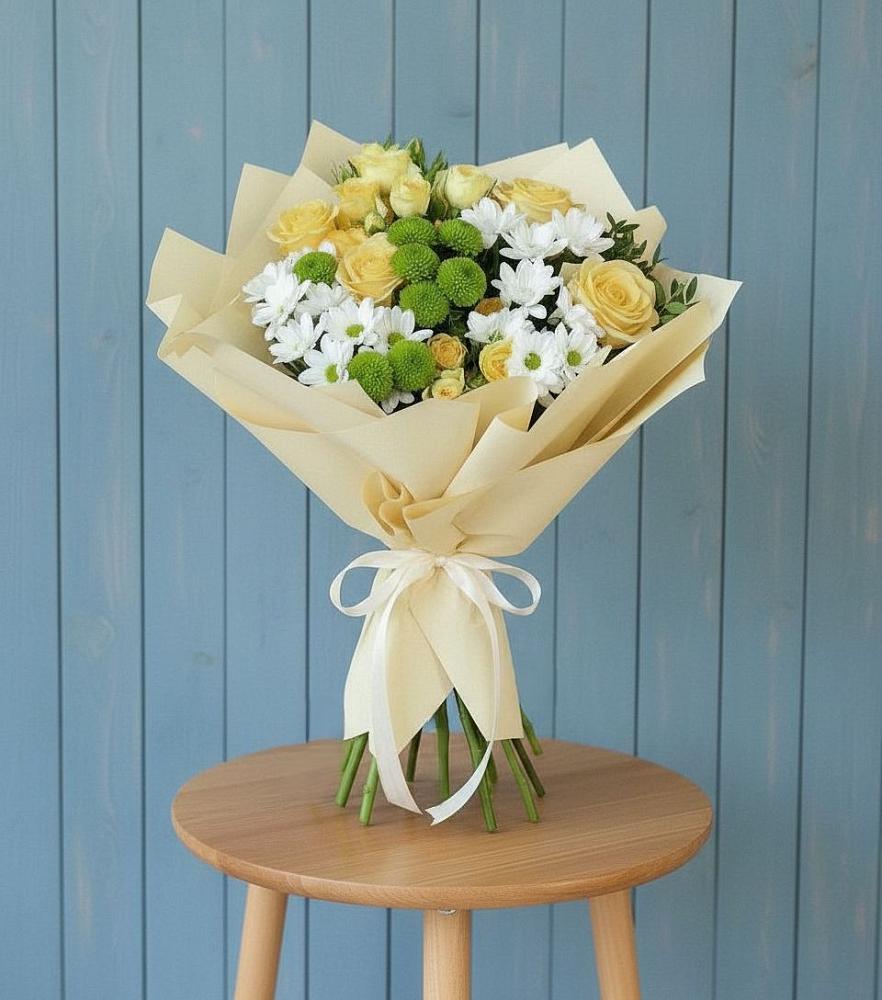 Букет цветов из: Хризантемы и Розы в Мальчевской