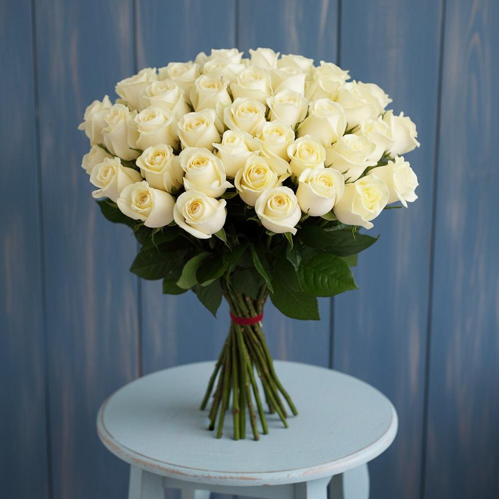 Букет 51 Белая роза Эдлесс Лав в Мальчевской