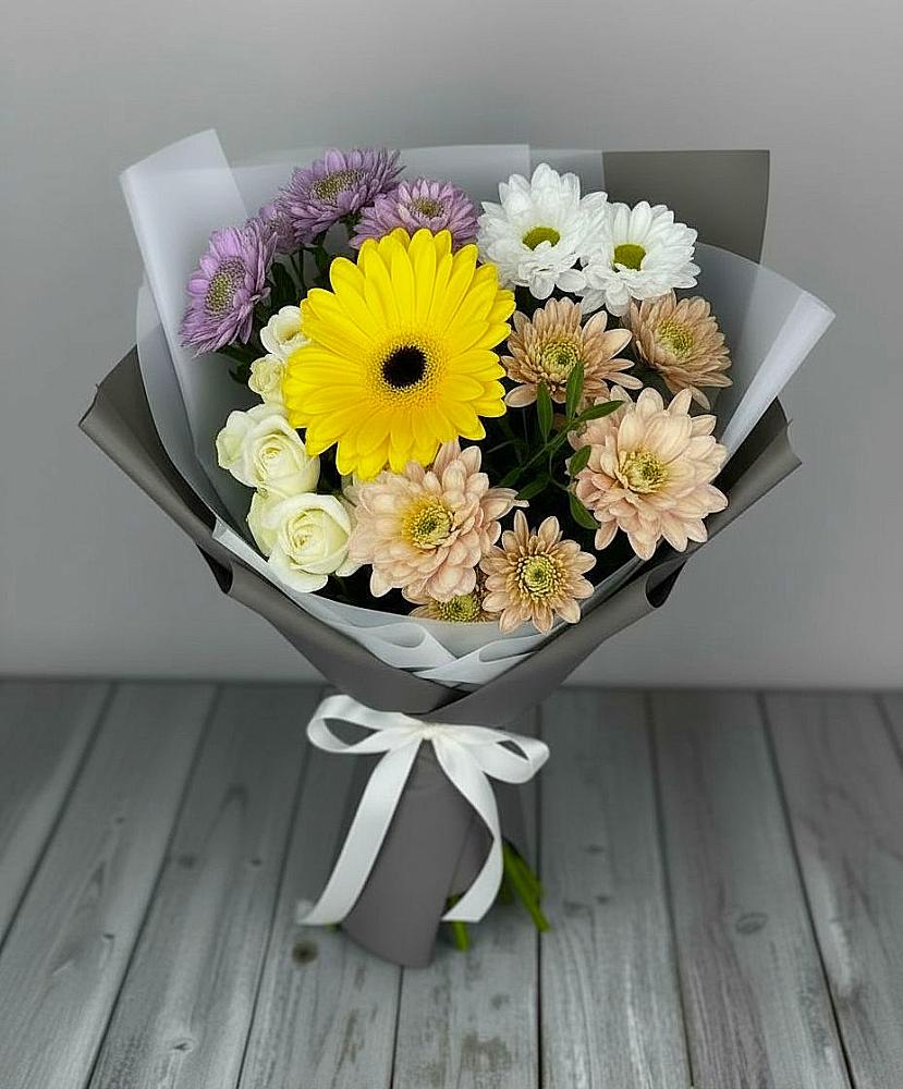 Букет цветов из: Розы, Герберы и Хризантемы в Мальчевской