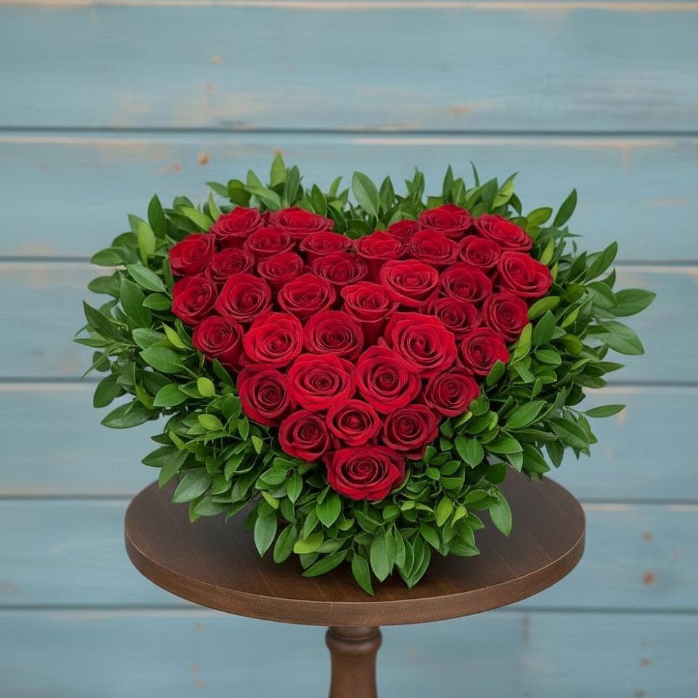 Цветочная композиция из Розы в виде сердца в Мальчевской