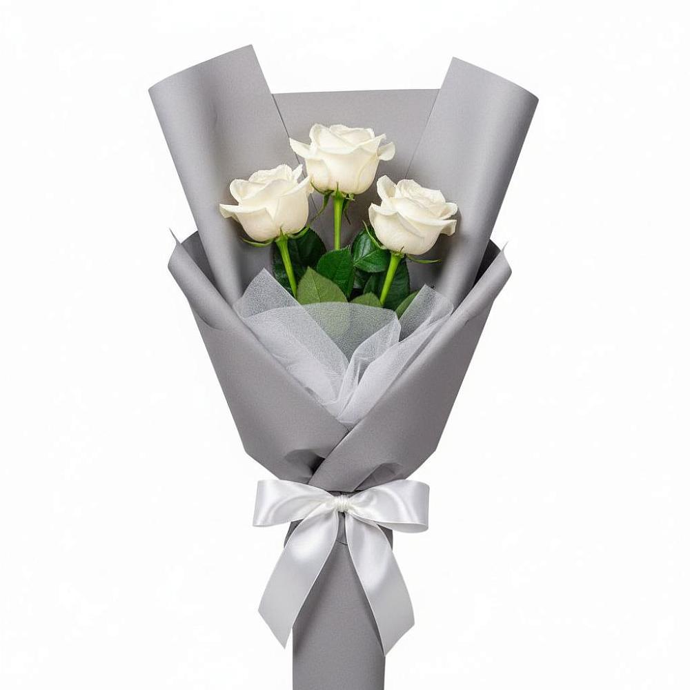 Букет 3 белые розы в Мальчевской
