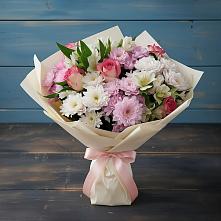 Букет цветов из:  Хризантемы, Альстромерии и Розы в Мальчевской