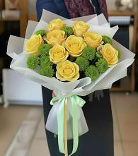 Букет цветов из:  Хризантемы и Розы в Мальчевской