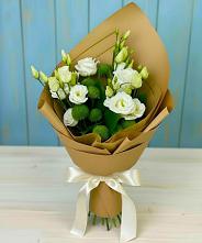 Букет цветов из:  Хризантемы и Лизиантусы в Мальчевской