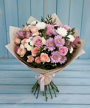 Букет цветов из:  Хризантемы, Розы и Альстромерии в Мальчевской