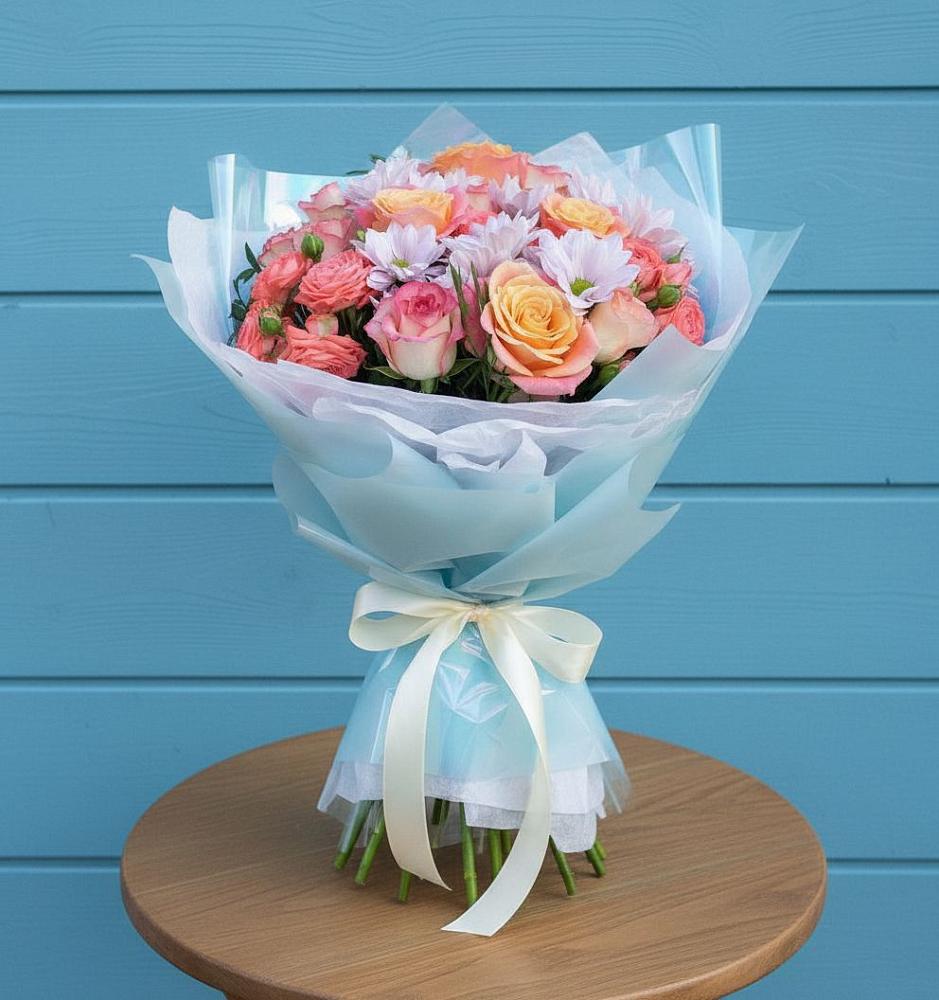 Букет цветов из: Хризантемы и Розы в Мальчевской