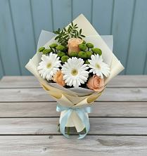 Букет цветов из:  Герберы, Розы и Хризантемы в Мальчевской