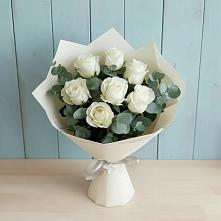 Букет Белые розы в Эвкалипте #REPLACE_PRED# Мальчевской