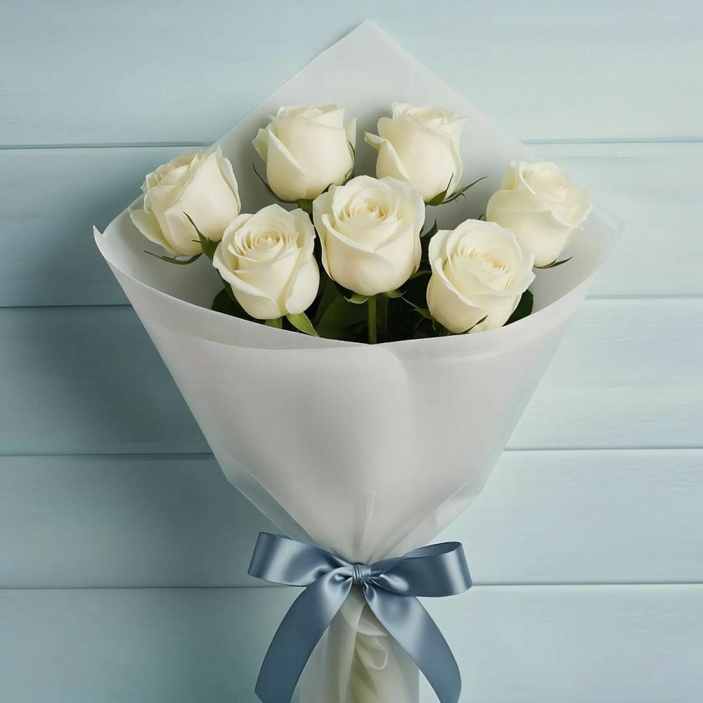 Букет 7 Белых роз Эдлесс Лав в Мальчевской